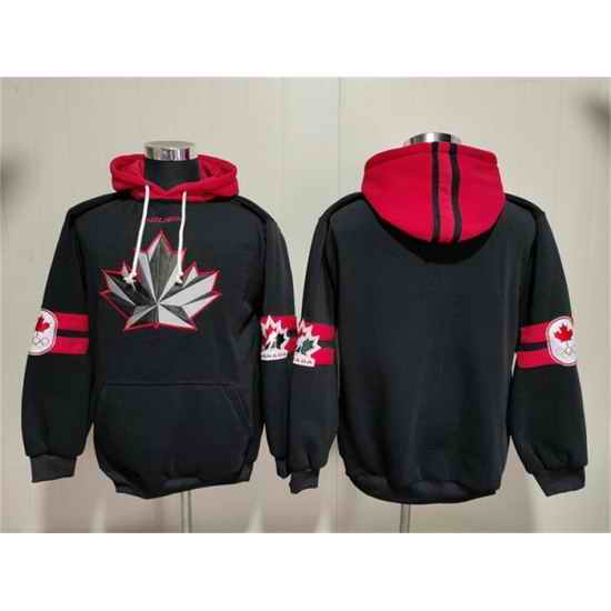 Men Team Canada Black Ageless Must Have Lace Up Pullover Hoodie